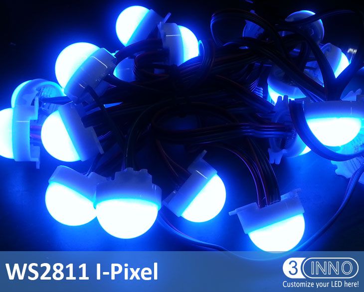 Lumière Piont LED ronde de 30 mm 12V LED numérique RVB Pixel WS2811 LED String Lights